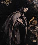 GRECO, El St Francis in Prayer before the Crucifix Spain oil painting artist